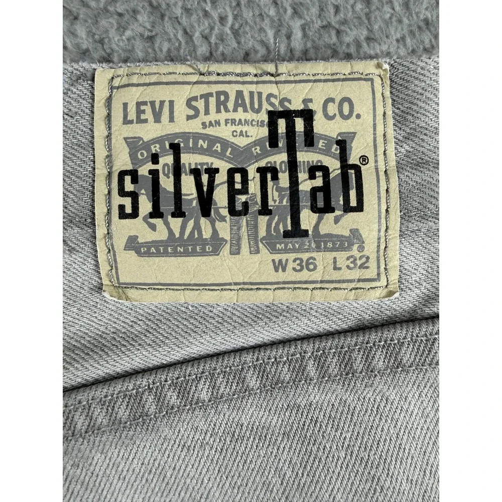 Levis SilverTab Straight Leg Jeans Gray Mens Size 36x26 100% Cotton